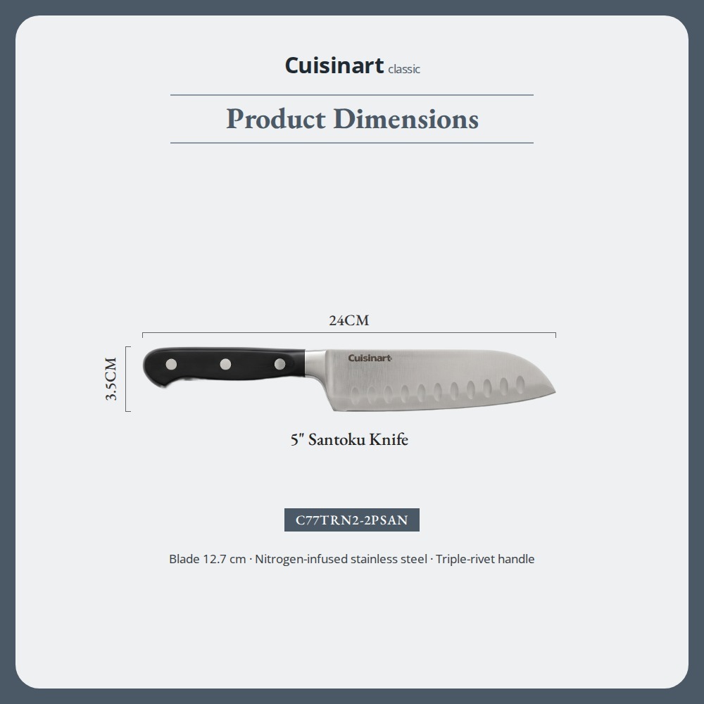 [Table Matters] 'CUISINART' Nitrogen 2-Piece Santoku Knife Set [7in | 5in] Nitrogen-Infused Stainless Steel