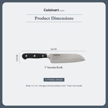 [Table Matters] 'CUISINART' Nitrogen 2-Piece Santoku Knife Set [7in | 5in] Nitrogen-Infused Stainless Steel