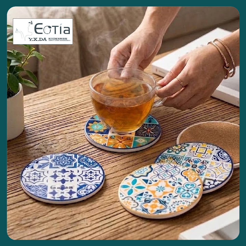 Eotia - 10.8cm Round Glossy 9-Grid Coaster