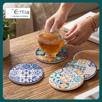 Eotia - 10.8cm Round Glossy 9-Grid Coaster