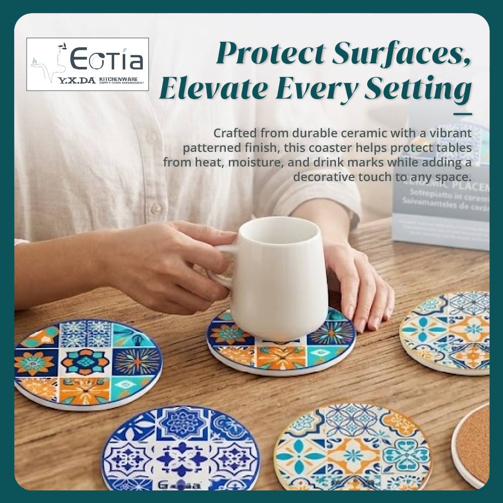Eotia - 10.8cm Round Glossy 9-Grid Coaster