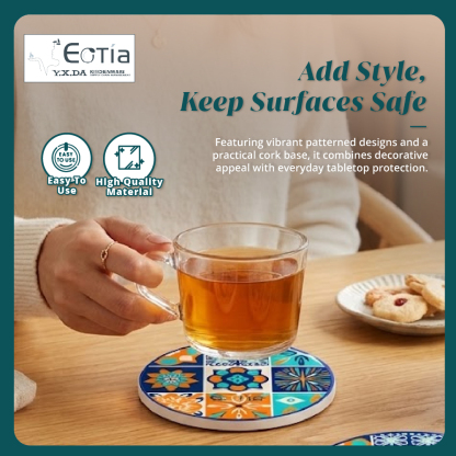 Eotia - 10.8cm Round Glossy 9-Grid Coaster