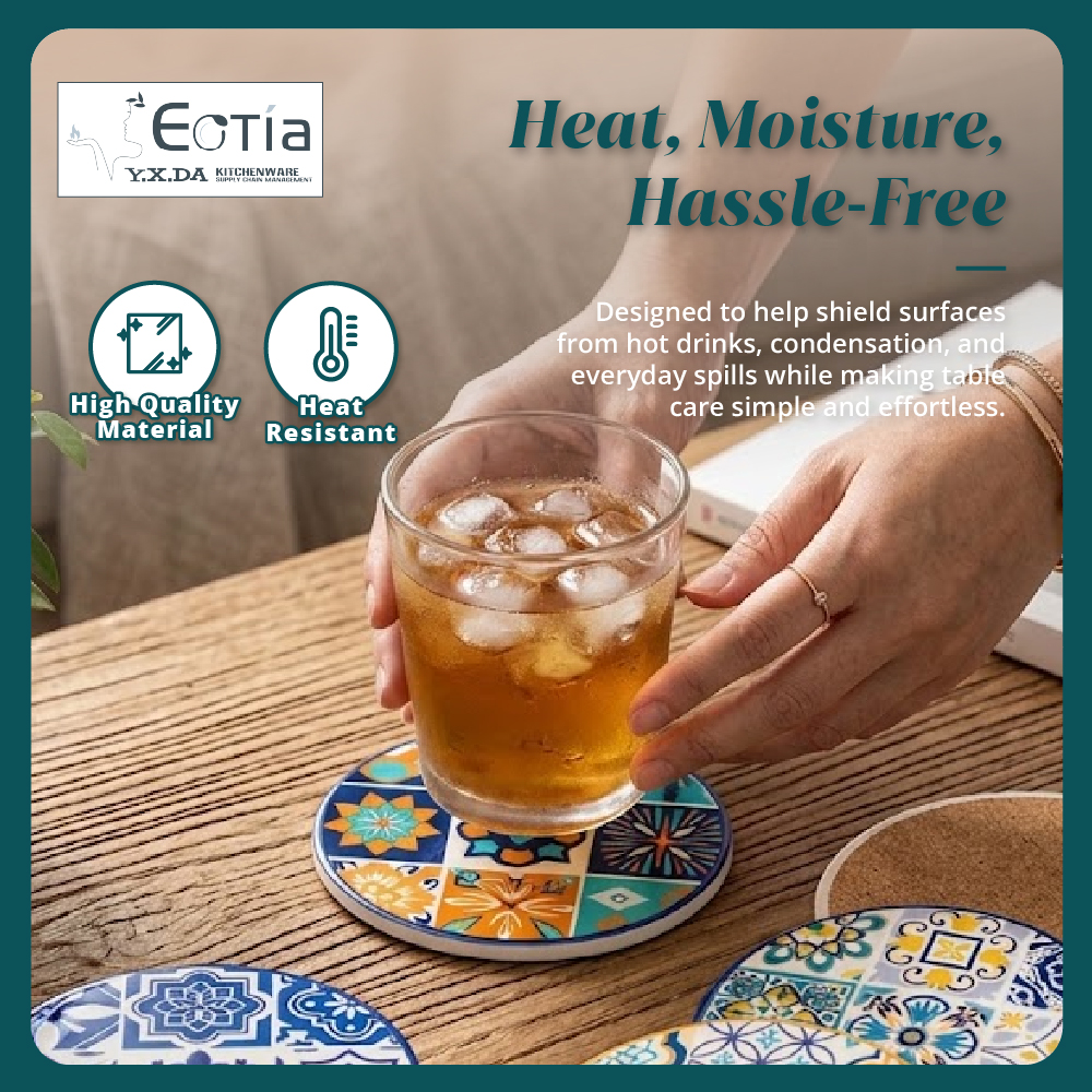 Eotia - 10.8cm Round Glossy 9-Grid Coaster