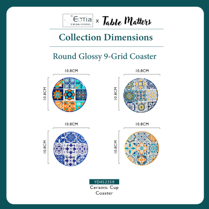 Eotia - 10.8cm Round Glossy 9-Grid Coaster