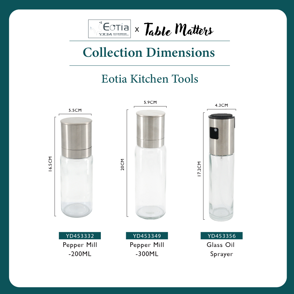 Table Matters - EOTIA Glass Oil Sprayer & Pepper Mill Set [ Glass Oil Sprayer| Pepper Mill Set]
