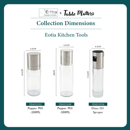 Table Matters - EOTIA Glass Oil Sprayer & Pepper Mill Set [ Glass Oil Sprayer| Pepper Mill Set]