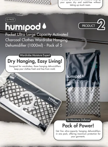 Bundle Deal - 36pcs Humipod Disposable Activated Charcoal Dehumidifier Brand Box (Worth Up To SGD193)