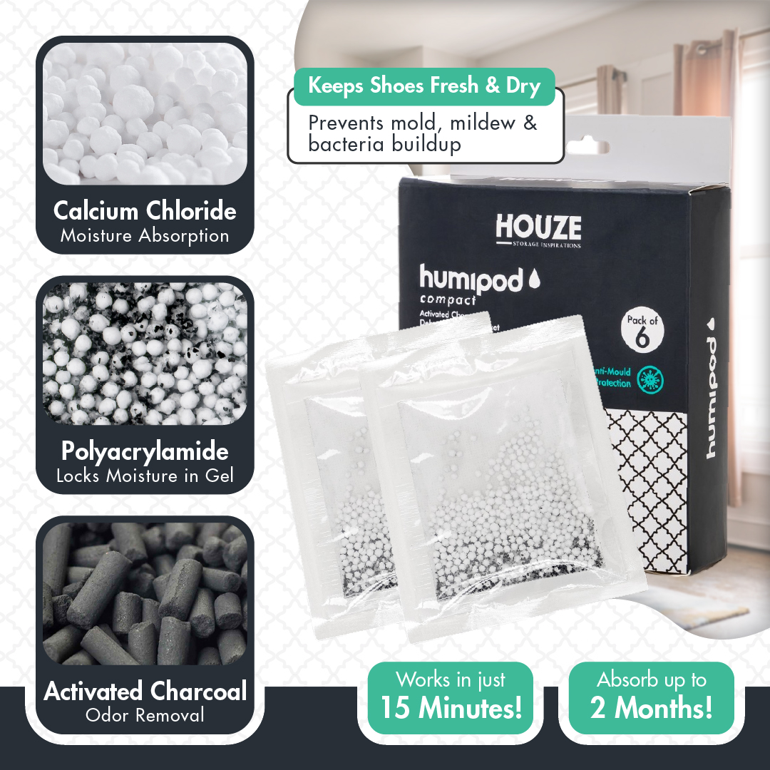 HOUZE - HUMIPOD Compact Activated Charcoal Dehumidifier - 'Gel Packet For Drawers'