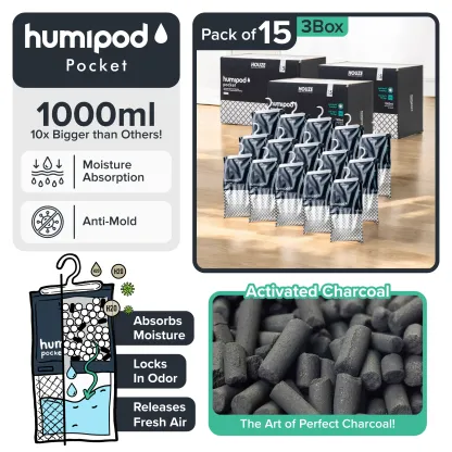 HOUZE - HUMIPOD Pocket Activated Charcoal Dehumidifier - Clothes Hanging