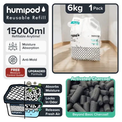 HOUZE - HUMIPOD REFILL Activated Charcoal Dehumidifier - 7,500ml | 15,000ml