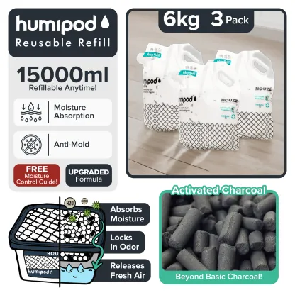 HOUZE - HUMIPOD REFILL Activated Charcoal Dehumidifier - 7,500ml | 15,000ml