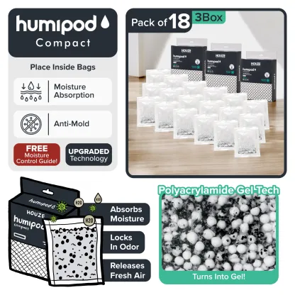 HOUZE - HUMIPOD Compact Activated Charcoal Dehumidifier - 'Gel Sachet For Drawers'