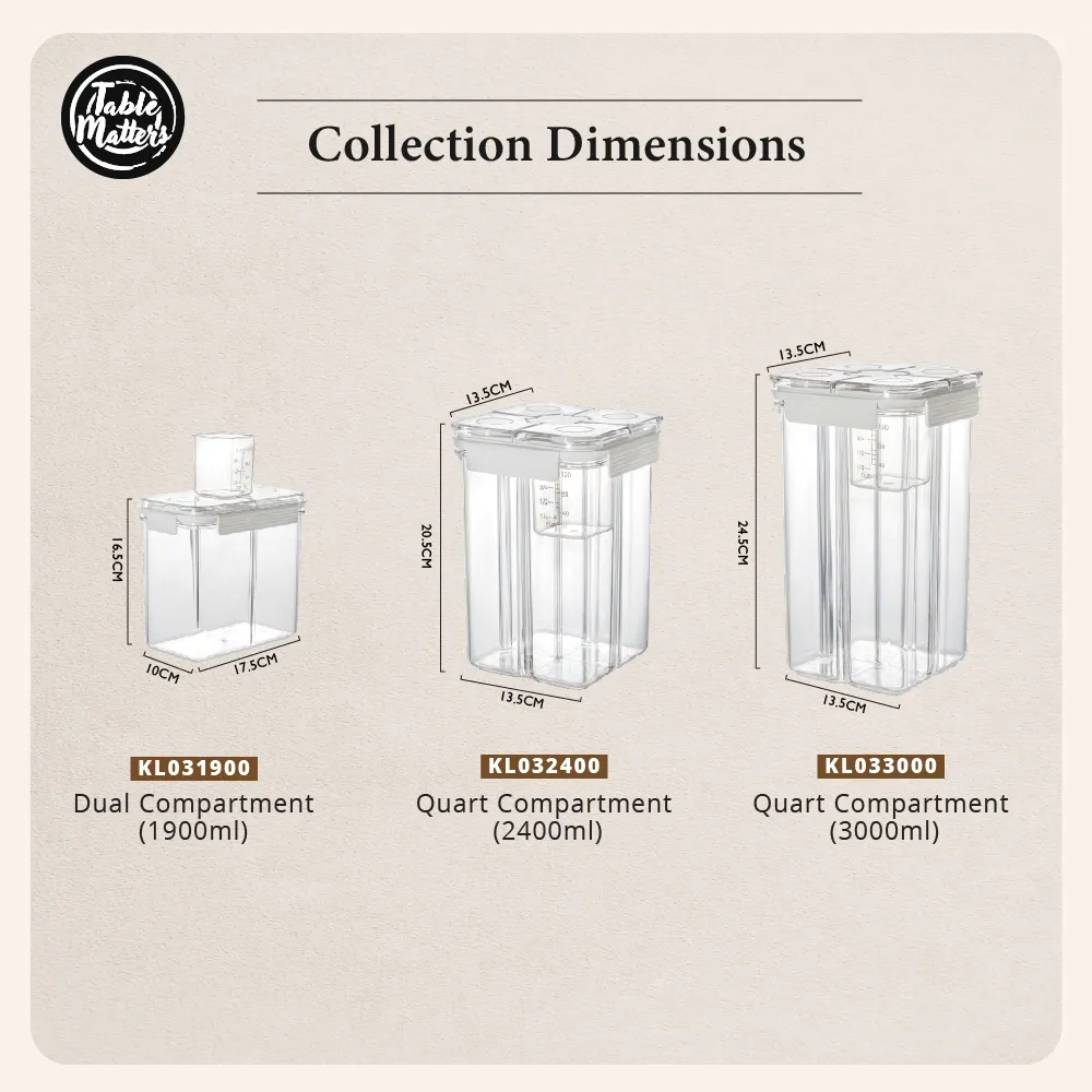 KLEAR Airtight Food Grade Compartment Storage Container Collection