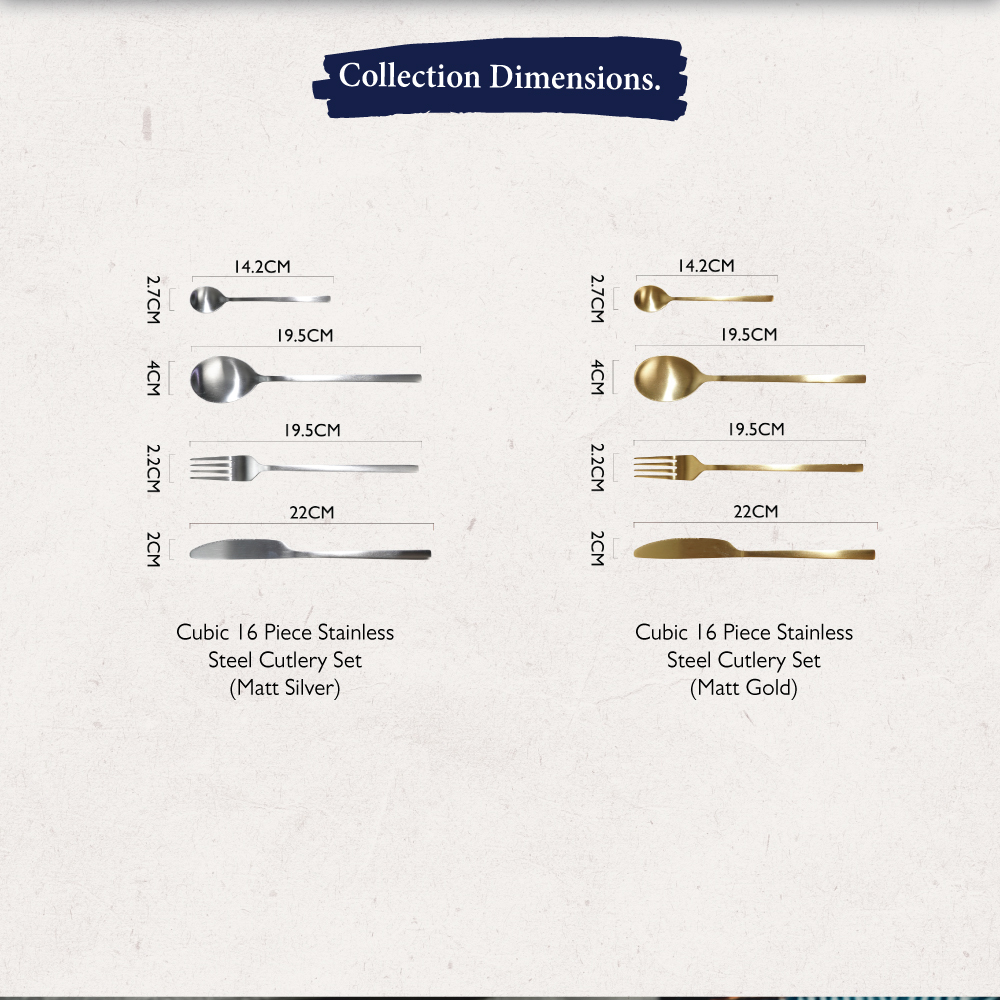 Cubic 16 Piece Stainless Steel Cutlery Collection Set