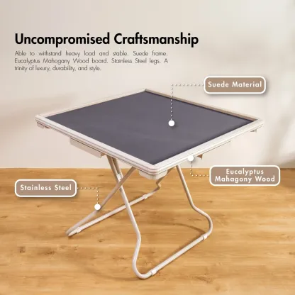 HOUZE - Zen Suede Mahjong Table 2 Color - Wooden | Foldable | Unique | Durable