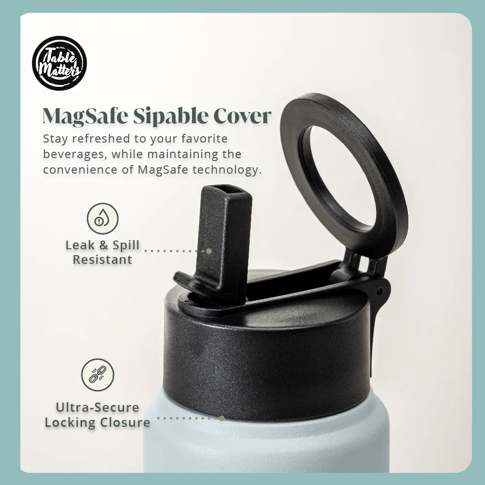 MAGSTIC - 24oz/700ml iPhone Magsafe Compatible Thermal Water Bottle with Sipping Straw Collection