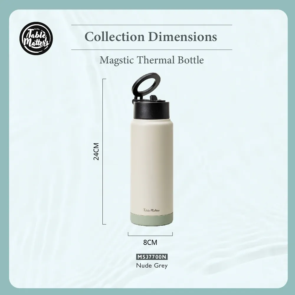 MAGSTIC - 24oz/700ml iPhone Magsafe Compatible Thermal Water Bottle with Sipping Straw Collection