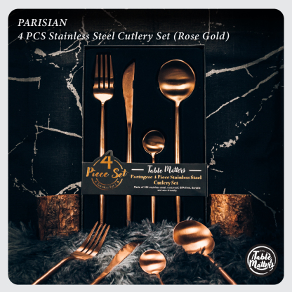 Parisian 4 Piece Stainless Steel Cutlery Set (Gold/Silver/Rose Gold)