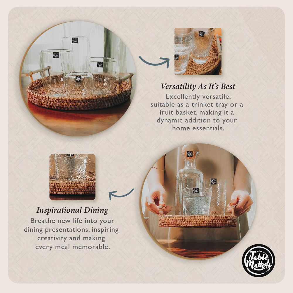 Round Rattan Serving Tray Collection
