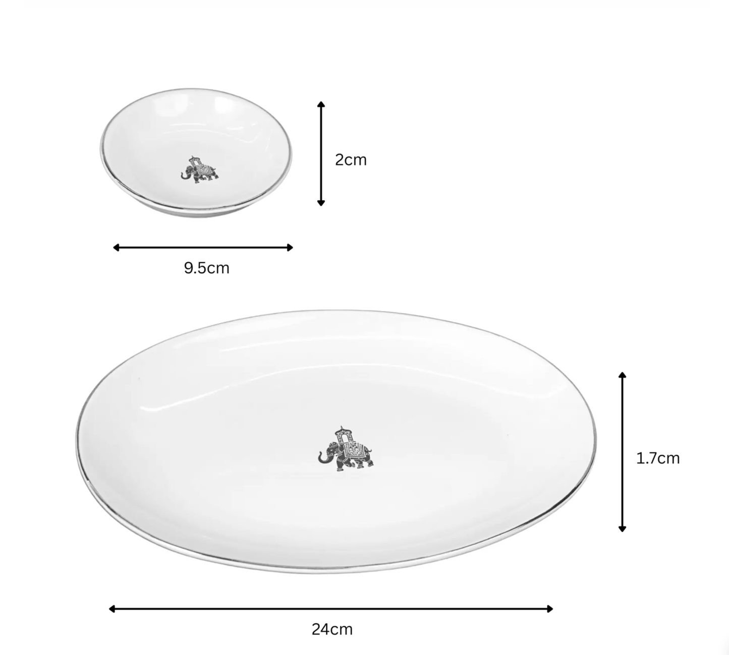 VOLA - Gaj - Platinum Rim - Trio Bowls with Oval Platter - Set of 4