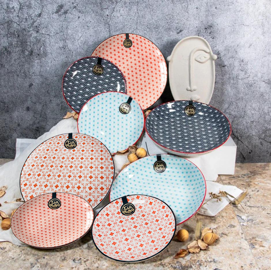 Bundle Deal - Assorted 6 inch Dessert Plate + Assorted 8 inch Coupe Plate - Set of 8