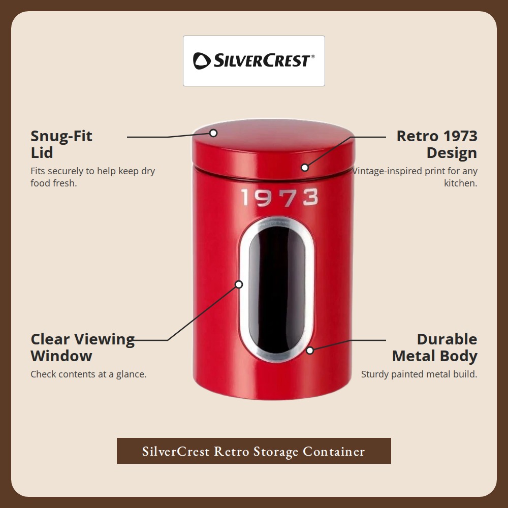 [HOUZE] 'SilverCrest' 1.5L Storage Container Set of 2 | Cream, Red, Black