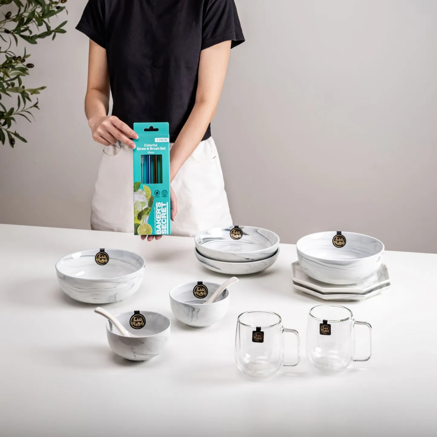 Bundle Deal - Marble 13 PCS Dining Set