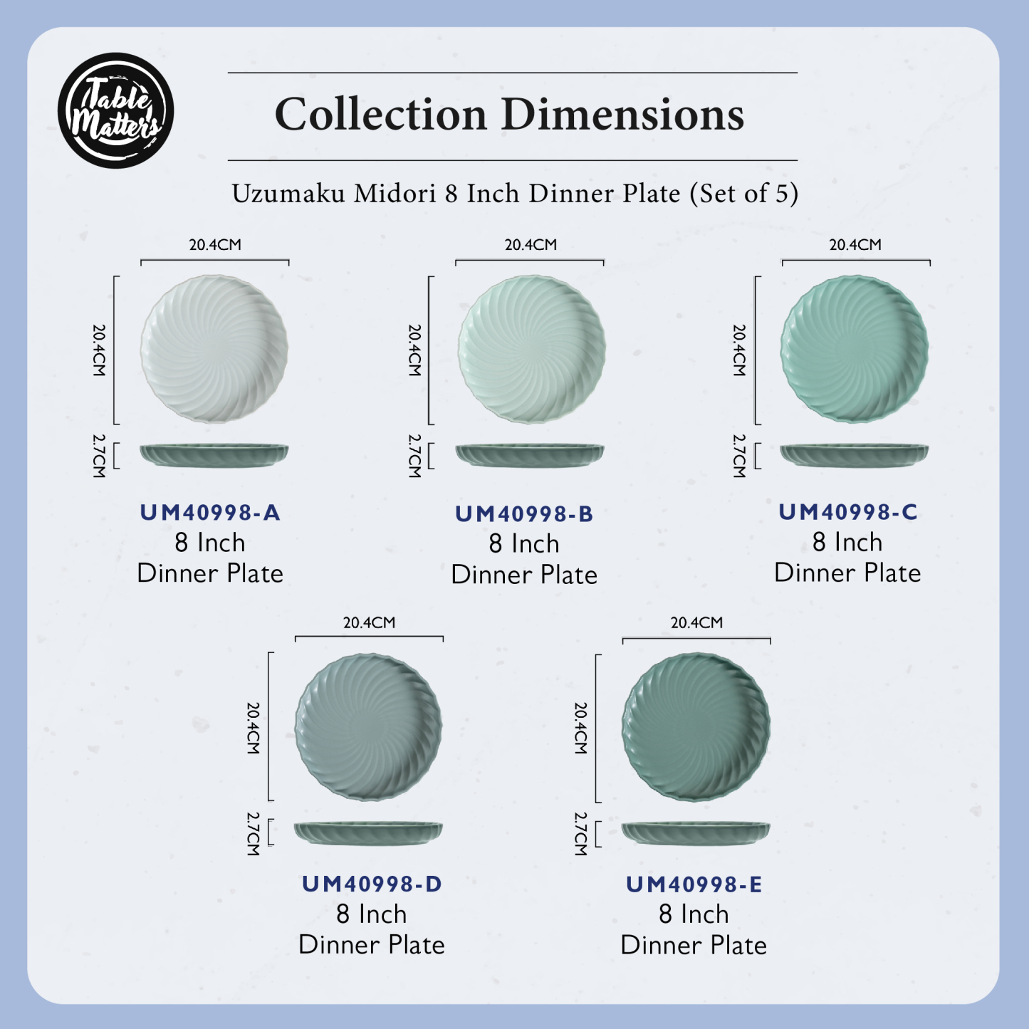 UZUMAKU Midori - 8 inch Dinner Plate (Box Set of 5)