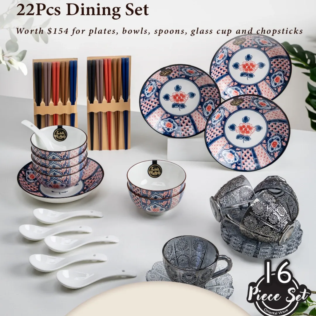 Bundle Deal - 22PCS Oriental Wave Dinner Set