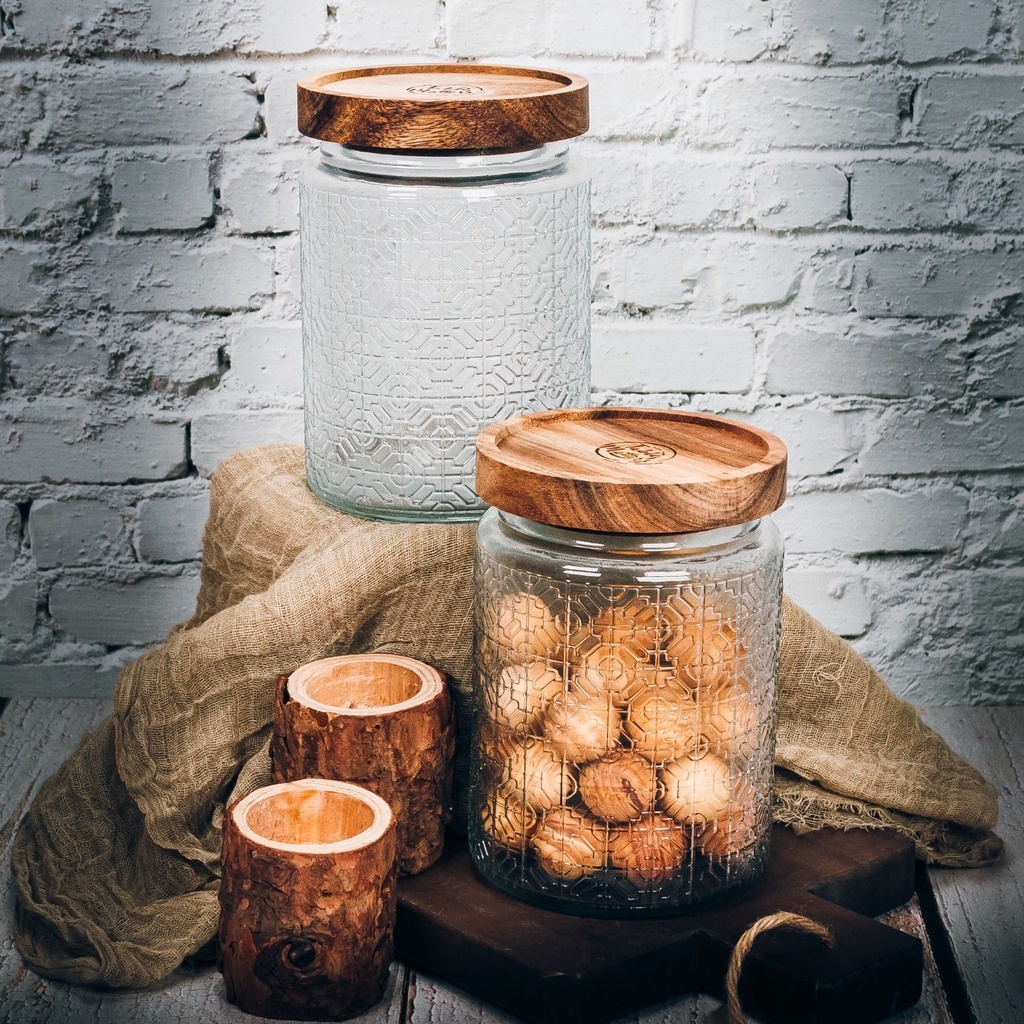 Bundle Deal - TAIKYU Acacia Airtight Peranakan Storage Jar - Set of 2