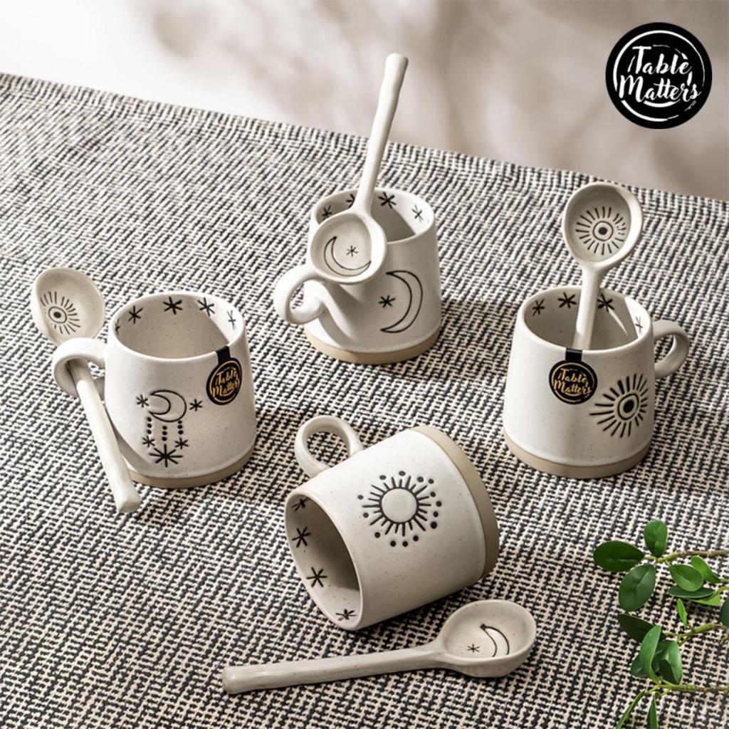 Bundle Deal - Celestial Coffee Mug & Cereal Spoon Set - Set of 8