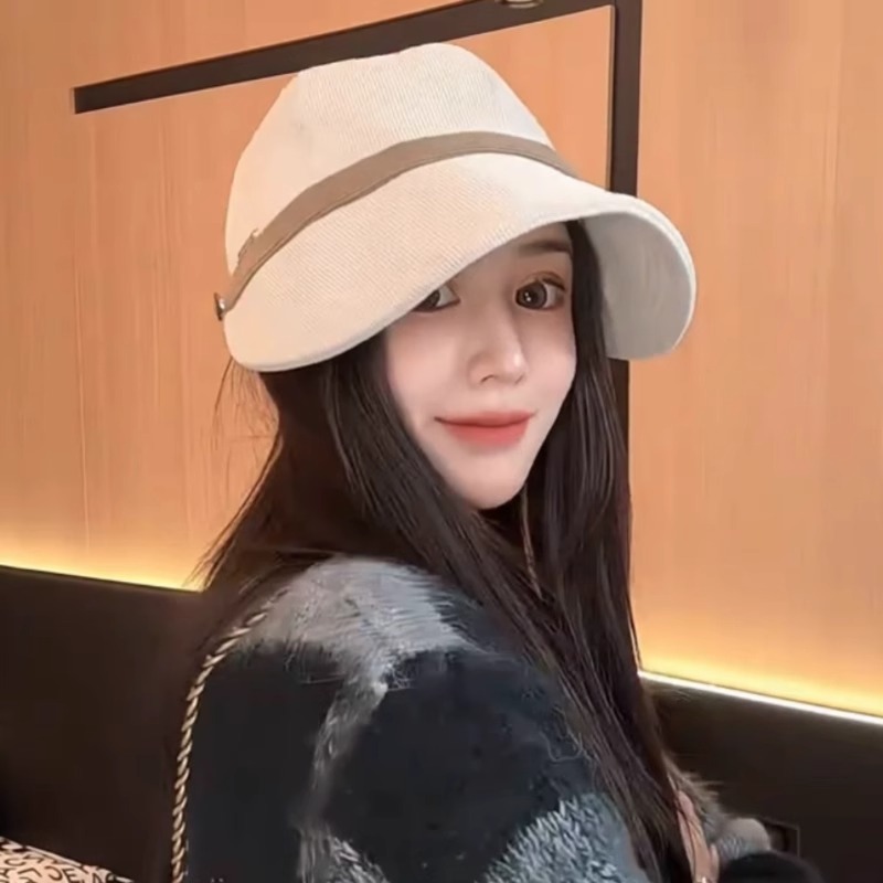 JC-หมวกแก๊ปผ้าลูกฟูกที่ทำให้ใบหน้าดูเล็ก