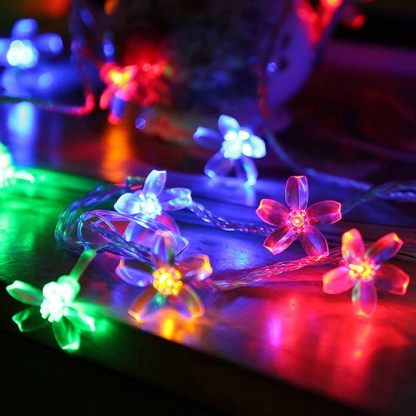 LED ดอกไม้โคมไฟพลังงานแสงอาทิตย์รูปซากุระ