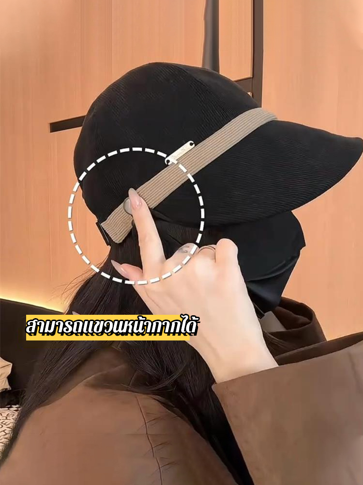 JC-หมวกแก๊ปผ้าลูกฟูกที่ทำให้ใบหน้าดูเล็ก