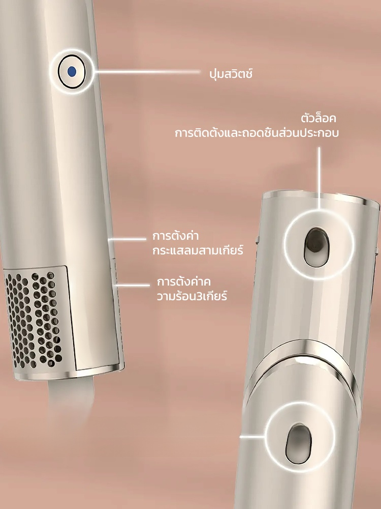 เครื่องม้วนผมไดร์เป่าผมลมร้อนหวีลมร้อนพับได้แบบ5ใน1อเนกประสงค์