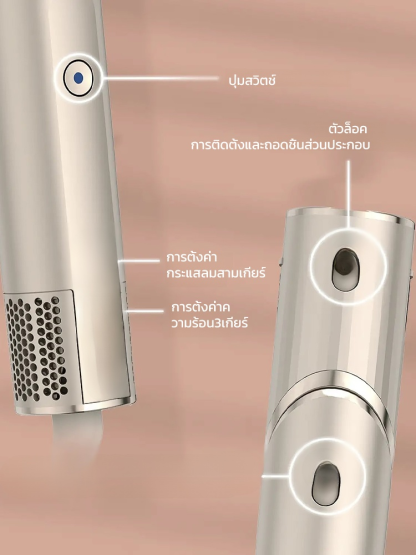 เครื่องม้วนผมไดร์เป่าผมลมร้อนหวีลมร้อนพับได้แบบ5ใน1อเนกประสงค์