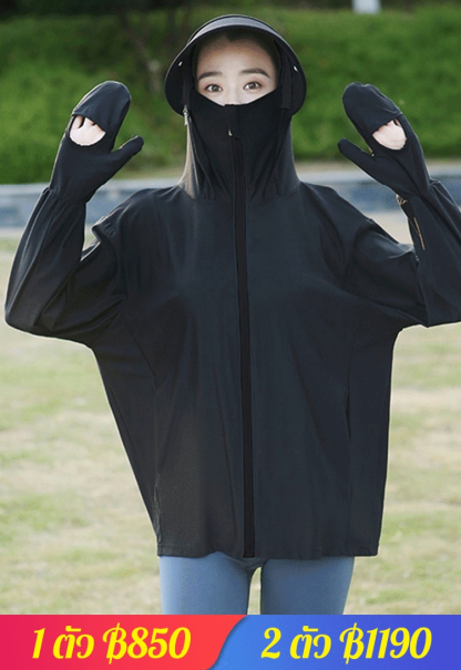 [กันแดดถึงปลายนิ้ว] เสื้อกันแดดความยาวปานกลางสำหรับผู้หญิง