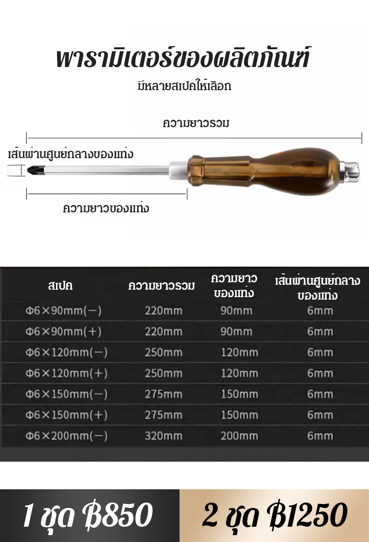 ชุดไขควงหัวแฉกและหัวแบน 7 ชิ้น