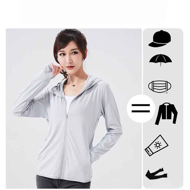 เสื้อกันแดดคู่รักผ้าไหมเย็นรุ่นบางระบายอากาศสำหรับฤดูร้อน