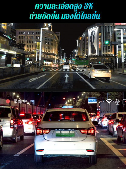 กล้องติดรถยนต์ความละเอียดสูง มองกลางคืนได้ GPS ถ่ายหน้า-หลัง