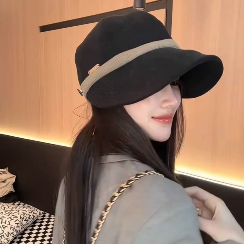 JC-หมวกแก๊ปผ้าลูกฟูกที่ทำให้ใบหน้าดูเล็ก