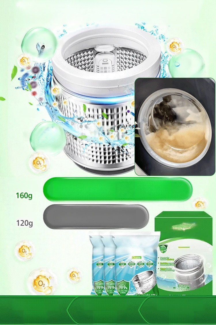 【ขจัดคราบทันที ไม่ทำลายเครื่อง】ผงล้างเครื่องซักผ้า