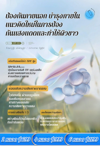 【สาวเกาหลีต่างใช้】ครีมกันแดดกรดไฮยาลูโรนิกให้ความชุ่มชื้น