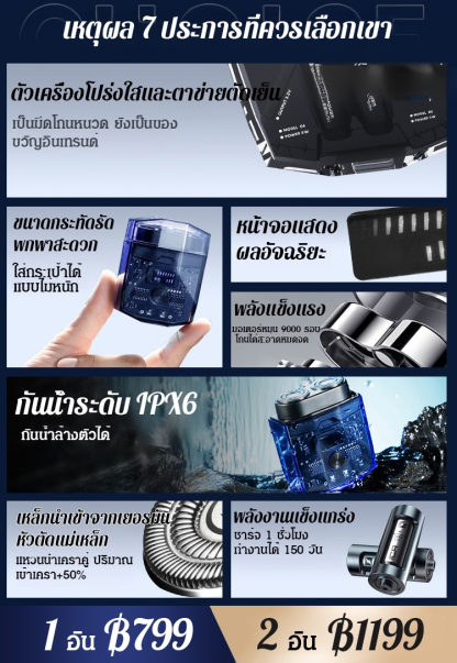 เครื่องโกนหนวดทันสมัยพร้อมเครื่องยนต์คู่