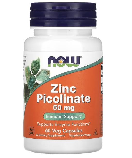 NOW Foods Zinc Picolinate 50mg – Immune & Cellular Support