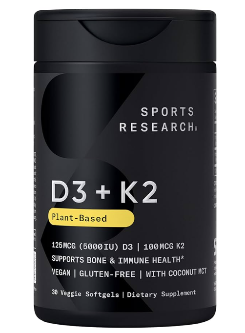 Sports Research Vitamin K2 + D3 – 5000 IU | 60 Softgels