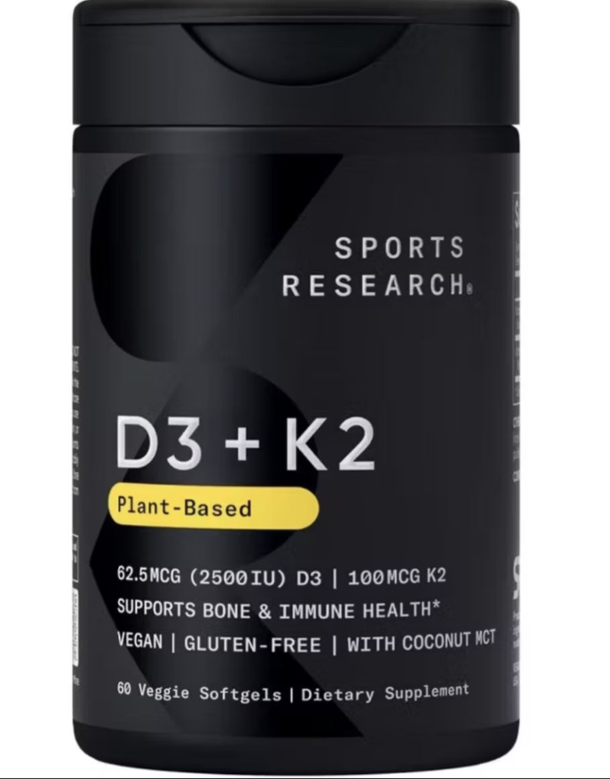 Sports Research – Vitamin D3 + K2 (Vegan), 100 mcg 60 Veggie Softgels