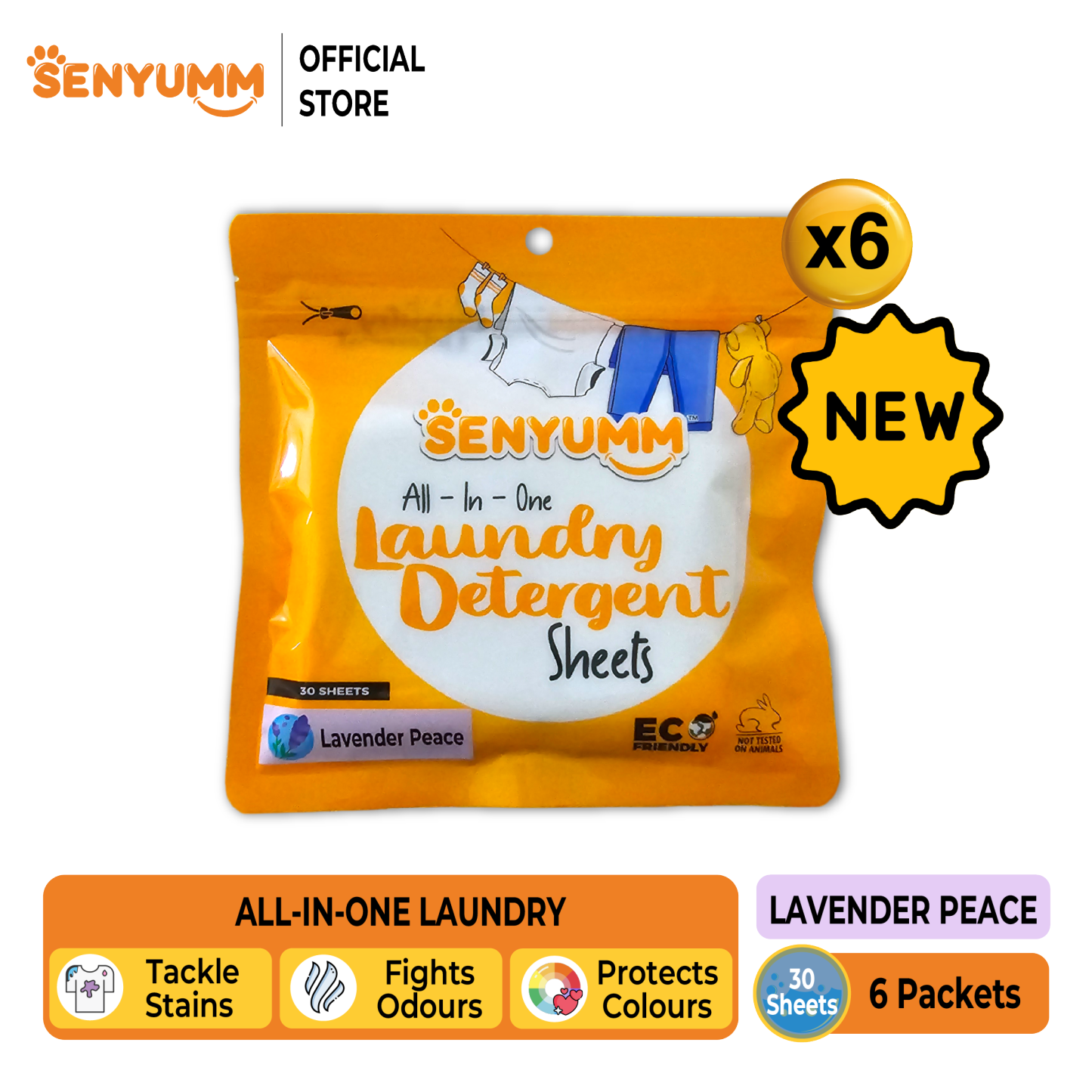 SENYUMM Eco-friendly Laundry Detergent Sheets - Lavender Peace