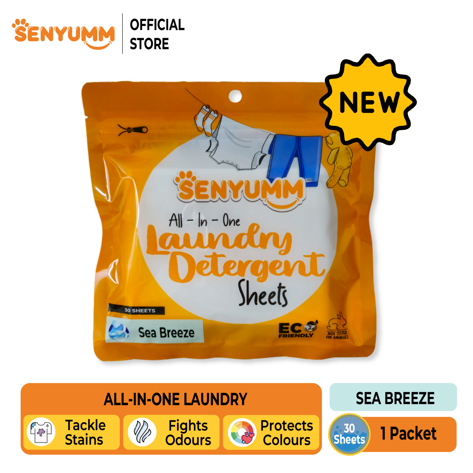 SENYUMM Eco-friendly Laundry Detergent Sheets - Sea Breeze