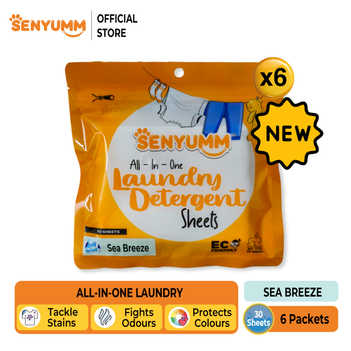 SENYUMM Eco-friendly Laundry Detergent Sheets - Sea Breeze